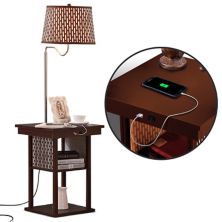 Приставной столик Brightech Madison Nightstand со встроенной лампой и USB-портом, коричневый Brightech