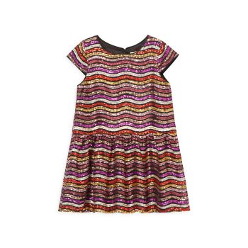 Маленькая девочка &amp;amp; Волнистое платье в полоску с пайетками для девочек PEEK