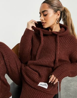 ASOS DESIGN Weekend Collective knitted ribbed hoodie in brown ASOS Weekend Collective
