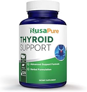 NusaPure Thyroid Support Supplement (Non-GMO) 120 caps, Ashwaganda, Iodine, Zinc, kelp, Vitamin B12, L-Tyrosine, Selenium, Copper NusaPure