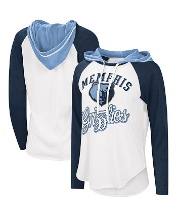 Женская белая футболка с капюшоном и длинными рукавами Memphis Grizzlies MVP с регланами G-III