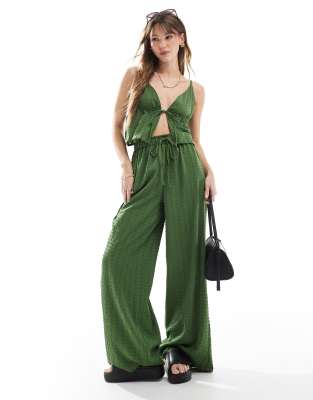 Esmee Exclusive textured wide leg beach pants in olive - part of a set Esmée