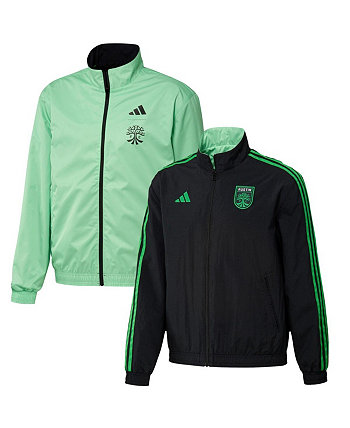 Мужская черно-зеленая двусторонняя командная куртка Austin FC 2023 On-Field Anthem с молнией во всю длину Adidas