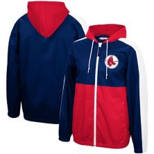 Men's Mitchell & Ness Navy/Red Boston Red Sox Game Day Full-Zip Windbreaker Hoodie Jacket Unbranded