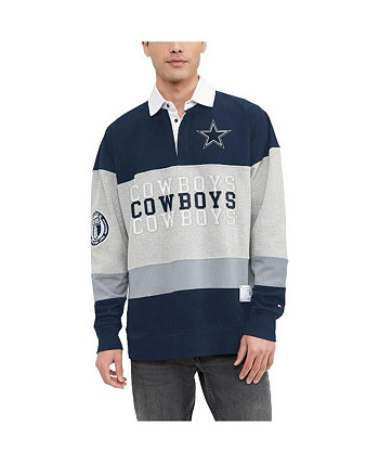 Мужская рубашка-поло с длинным рукавом в стиле регби Dallas Cowboys Connor, серо-серая, темно-синяя Tommy Hilfiger