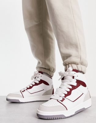 Белые высокие кроссовки в стиле ретро с красными деталями ASOS DESIGN ASOS DESIGN