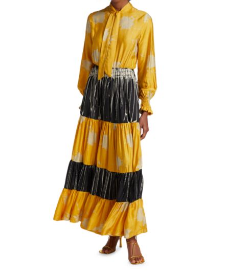 Платье-рубашка из хлопка с комбинированным принтом Ope Busayo