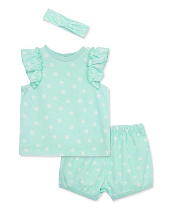 Baby Girls Daisies Shorts Set with Headband Little Me