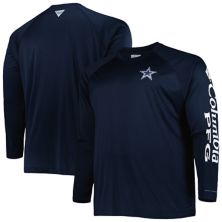 Мужская футболка Columbia Navy Dallas Cowboys Big & Tall PFG Terminal Tackle Logo Raglan Omni-Wick с длинным рукавом Columbia