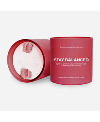 Свеча "Stay Balanced" с ароматом розы и мускуса и красным кристаллом авантюрина Jill & Ally