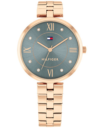 Женские кварцевые часы из нержавеющей стали цвета розового золота, 34 мм Tommy Hilfiger