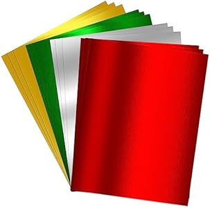 Gift Boutique Metallic Christmas Paper Card stock Sheets 80 Pack Gold Silver Red Green Foil Boards for Flowers Scrapbook Crafts Invitations & Office Supply, 250 Thick Cardboard Letter Size 8.5" x 11" Gift Boutique