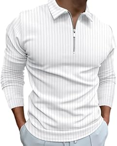 HHGKED Polo Shirts for Men Slim Fit Golf Shirts Long Sleeve T-Shirt Lapel Zip Tops Camisas de Hombre Hhgked