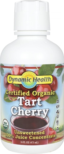 Сертифицированный Dynamic Health органический 100% концентрат сока терпкой вишни без сахара -- 16 жидких унций Dynamic Health