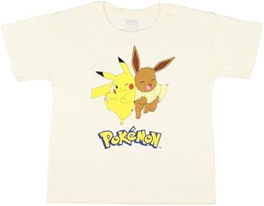 Pokemon Girl's Pikachu And Eevee Kids Graphic Short Sleeve T-Shirt Seven Times Six