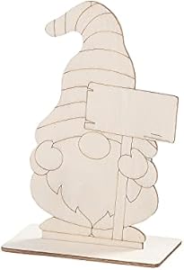 DIY Unfinished Wood Gnomes with Sign Stand-Up (4" x 6") 12 Pieces - Perfect Craft for Kids Activity and Party Favors Fun Express