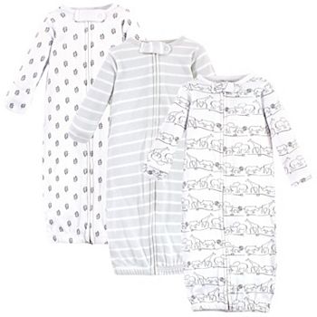 Детские Пижамы Touched by Nature Organic Cotton Zipper Long-Sleeve Gowns 3pk, Safari, Preemie Touched by Nature