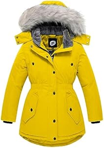 FARVALUE Girls' Long Winter Coats Warm Parka Lined Puffer Jacket Thicken Fleece Hooded Coat with Fur Collar for Girls Farvalue