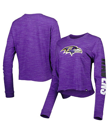 Женская фиолетовая укороченная футболка с длинным рукавом Baltimore Ravens New Era