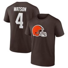 Мужская футболка с логотипом Fanatics Deshaun Watson Brown Cleveland Browns со значком игрока, именем и номером Fanatics