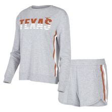 Women's Concepts Sport Gray Texas Longhorns Cedar Tri-Blend Long Sleeve T-Shirt & Shorts Sleep Set Unbranded