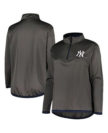 Женская темно-серая куртка New York Yankees с молнией до четверти размера, больших размеров Profile