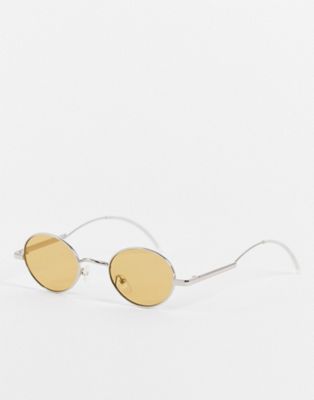 Серебристые узкие овальные солнцезащитные очки Madein Madein.