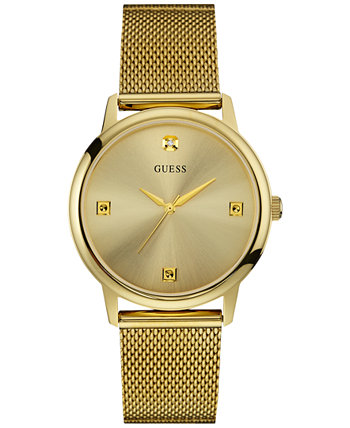 Мужские часы с золотым браслетом из нержавеющей стали с бриллиантовым акцентом и сеткой, 40 мм U0280G3 GUESS