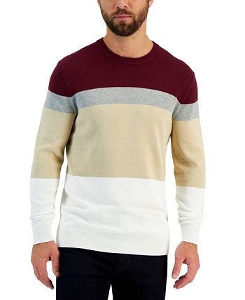 Мужской приподнятый свитер с круглым вырезом и длинными рукавами с цветными блоками, созданный для Macy's Club Room