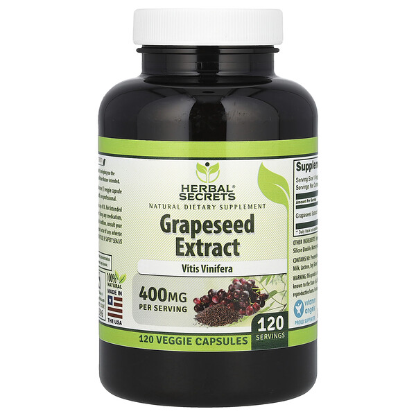 Экстракт Семян Винограда - 400 мг - 120 растительных капсул - Herbal Secrets Herbal Secrets