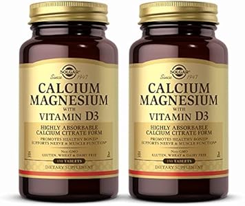 Solgar Calcium Magnesium with Vitamin D3-150 Tablets, Pack of 2 - Promotes Healthy Bones, Supports Nerve & Muscle Function - Non-GMO, Gluten Free, Kosher - 60 Total Servings Solgar