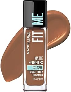 Maybelline Fit Me Matte + Poreless Liquid Foundation Makeup, Truffle, 1 fl; oz; Oil-Free Foundation MAYBELLINE