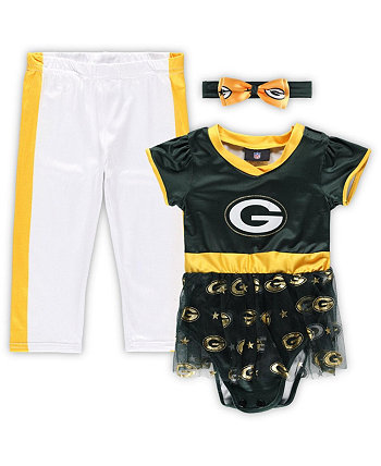 Infant Boys and Girls Green and White Green Bay Packers Tailgate Tutu Game Day Costume Set Jerry Leigh