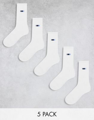 Jack & Jones 5 pack socks with flag print in white  Jack & Jones