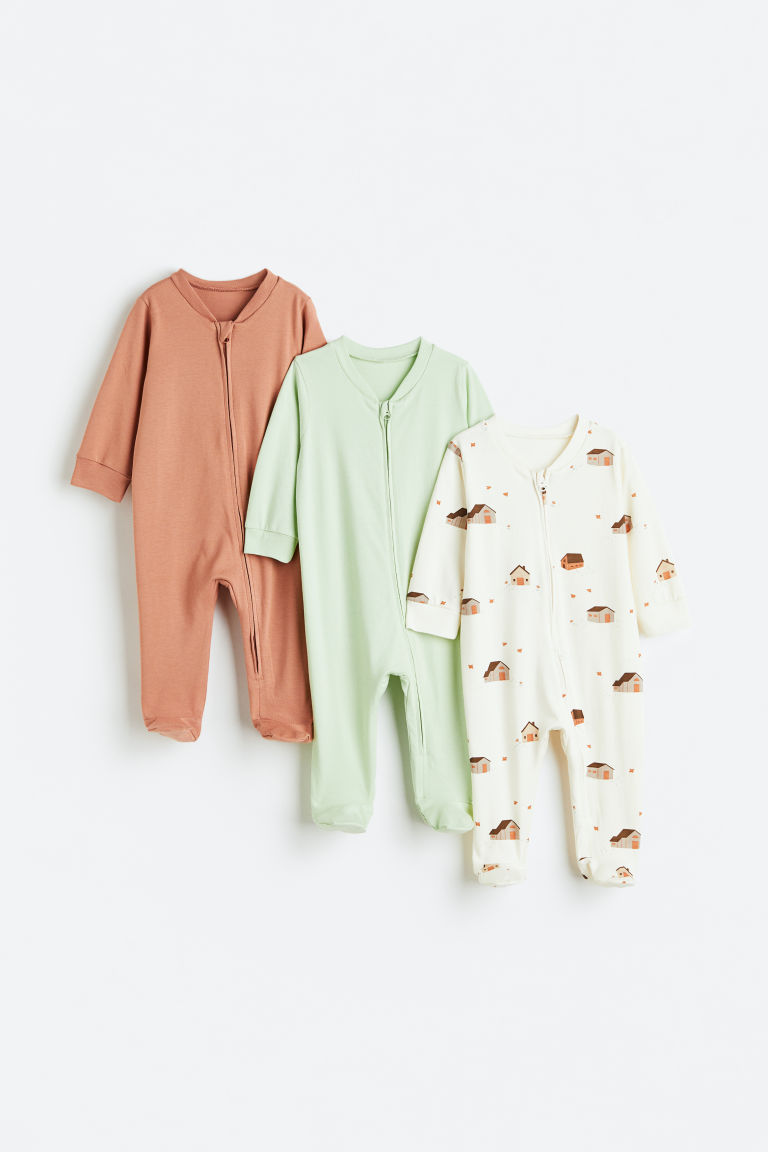 Комплект из 3 пижамных комбинезонов с молнией H&M