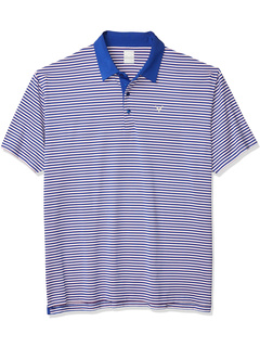 Изысканная трехцветная рубашка-поло с короткими рукавами в полоску, окрашенную в пряжу Callaway