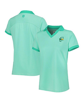 Женская рубашка-поло для гольфа WM Phoenix Open End on End Lisle ProDry мятного цвета с v-образным вырезом FootJoy