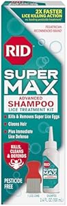 RID Super Max Advanced Shampoo Lice Removal Treatment, 3.4 Fl Oz, Includes Nit Removal Comb RID