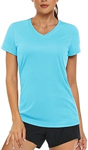 MAGCOMSEN Women's T Shirts V-Neck Short Sleeve UPF 50+ Sun Protection Performance Quick Dry Athletic Shirts Tee Tops Magcomsen