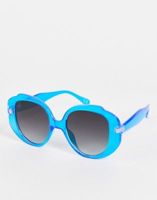 Ярко-синие массивные круглые солнцезащитные очки Jeepers Peepers Jeepers Peepers