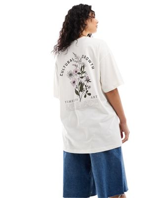 ONLY 'Timeless Art' back graphic boyfriend fit t-shirt in white   ONLY