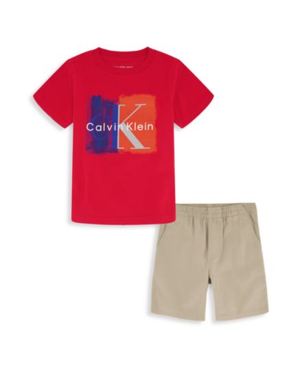 Футболка с логотипом для мальчика из двух частей &amp; Комплект шорт Calvin Klein