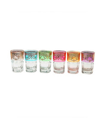 Короткие цветные стаканы с дизайном из 14-каратного золота, набор из 6 шт. Classic Touch