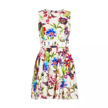 Мини-платье Paris из льняной смеси с вырезами и цветочным принтом LDT