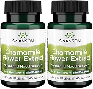 Swanson Chamomile Flower Extract 500 Milligrams Standardized to 1.2% Apigenin 6 mg per Capsule 60 Capsules Swanson