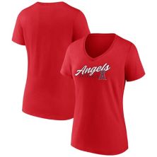 Женская красная футболка с v-образным вырезом Los Angeles Angels One & Only с логотипом Fanatics Fanatics