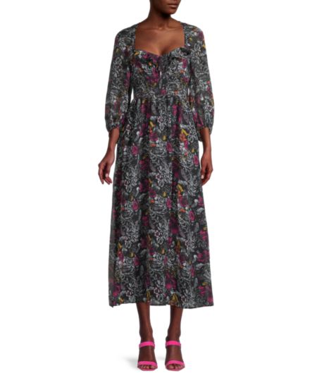 Шифоновое крестьянское платье с цветочным принтом Betsey Johnson