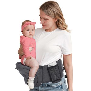 Kisdream Hip Seat Baby Carrier - Adjustable Waistband Toddler Waist Carrier Baby Side Belt Hip Holder | Ergonomic Carrier with Various Pockets Fanny Pack Carrier for Newborns Infants - Dark Gray Kisdream