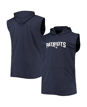 Men's Navy New England Patriots Big and Tall Muscle Sleeveless Pullover Hoodie Fanatics