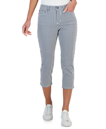 Женские укороченные джинсы в полоску с контролем живота, созданные для Macy's Charter Club